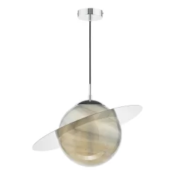 Saturn Pendant Planet Style Glass And Polished Chrome