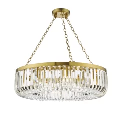Sigourney 8 Light Pendant Satin Gold And Crystal