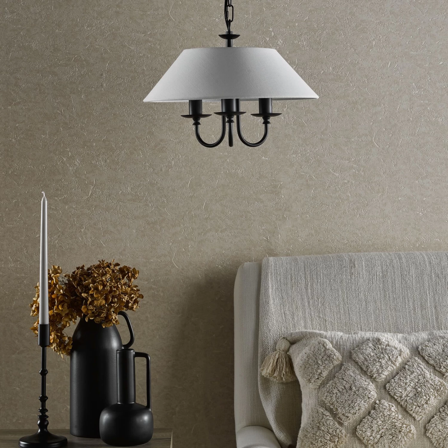 Sivan 3 Light Pendant Matt Black With Shade - Image 7