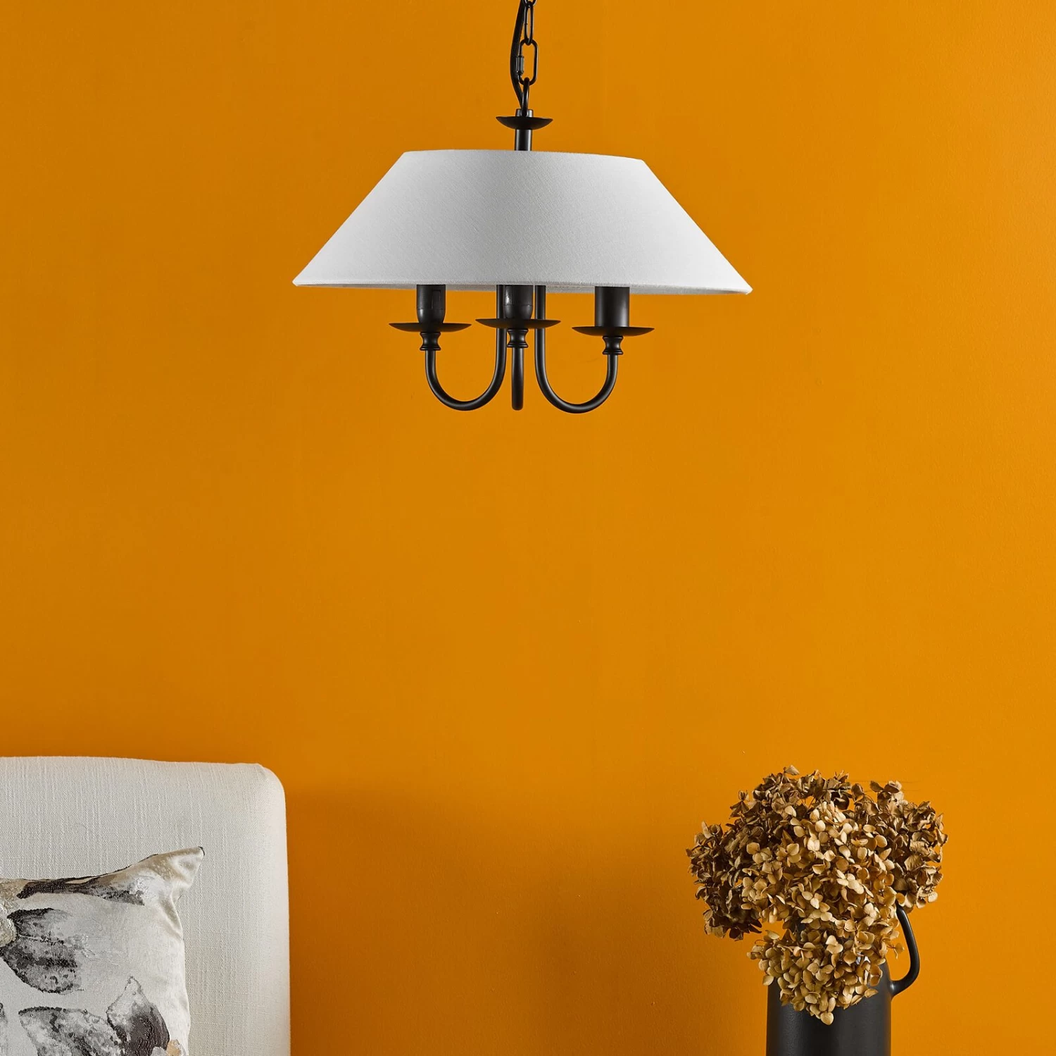 Sivan 3 Light Pendant Matt Black With Shade - Image 9