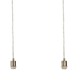 3 Light Antique Brass E27 Suspension With Clear Cable