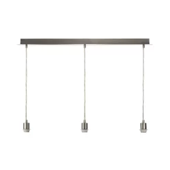 3 Light Satin Chrome E27 Suspension With Clear Cable