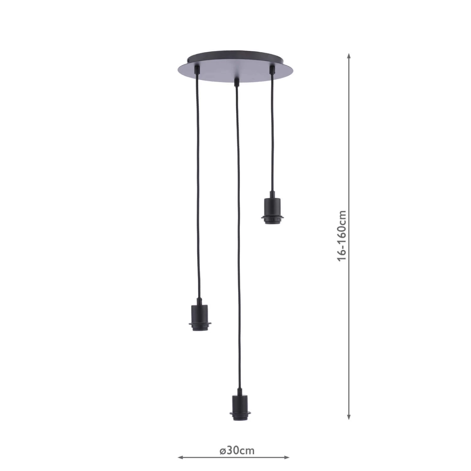 3 Light Matt Black E27 Suspension Cluster - Image 8
