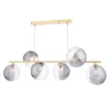 Spiral 6 Light Bar Pendant Matt Gold & Smoked/Clear Ribbed Glass