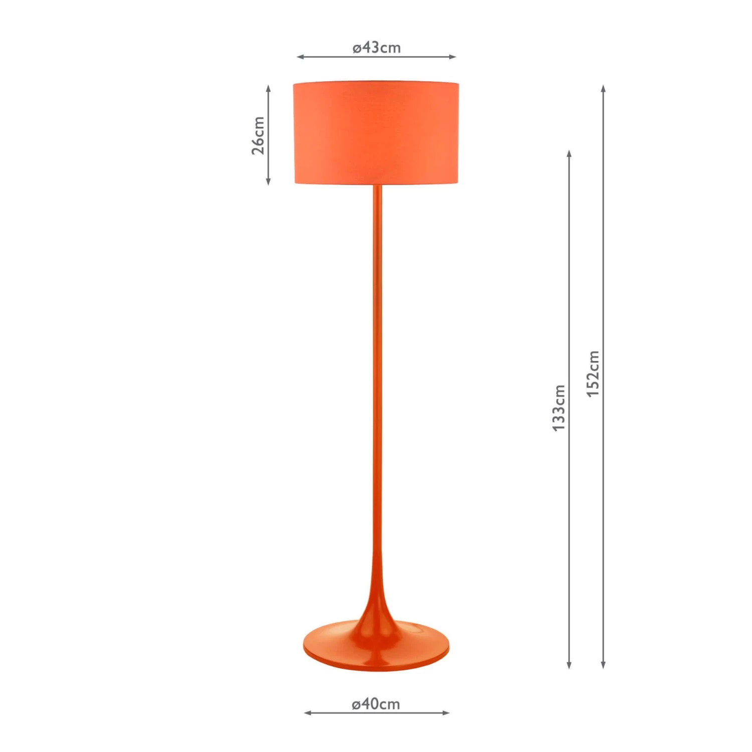 Toledo Floor Lamp Satin Orange With Shade - Image 12