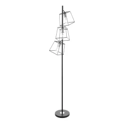 Tower 3 Light Floor Lamp Matt Black And Polished Chrome