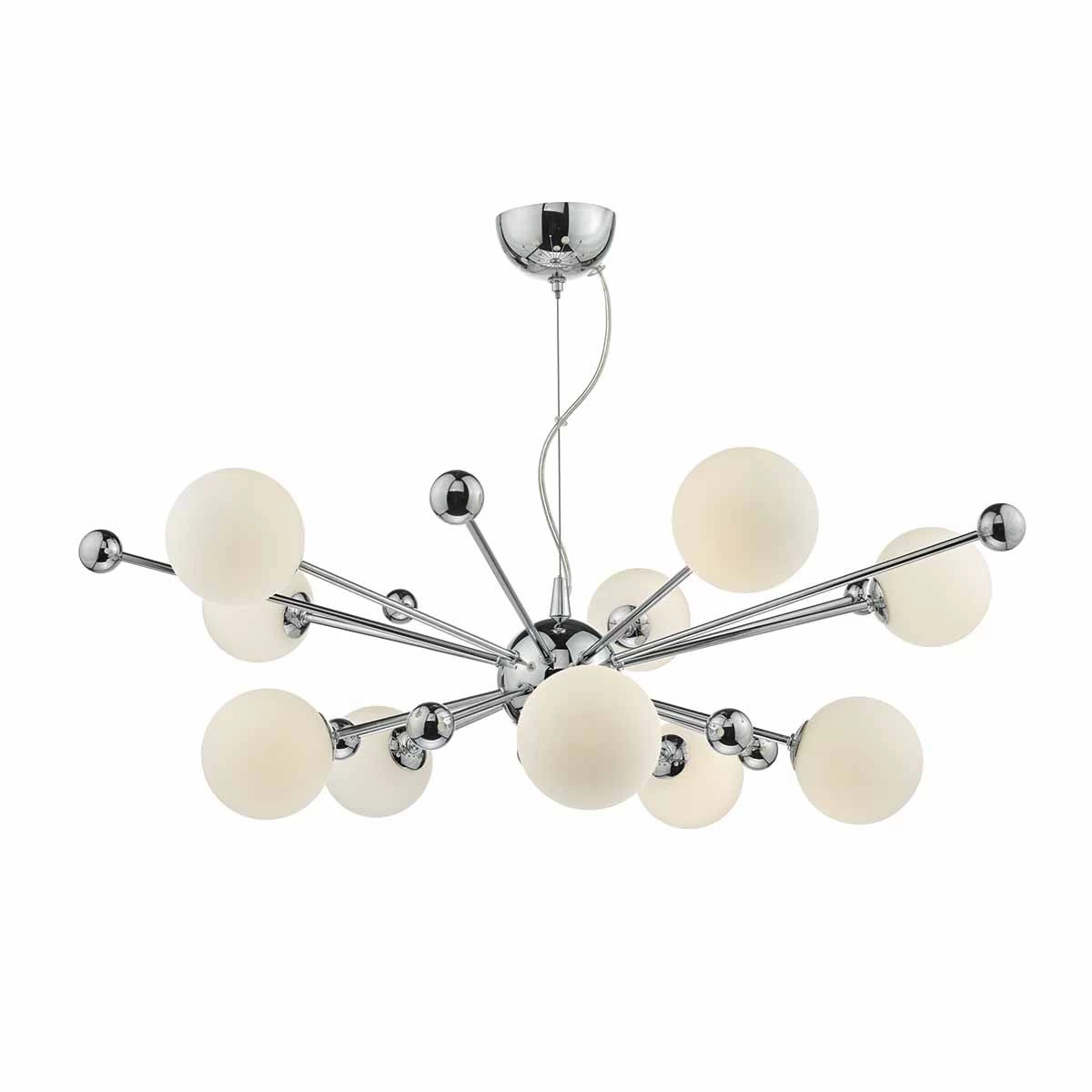 Ursa 10 Light Pendant Polished Chrome Opal Glass - Image 3