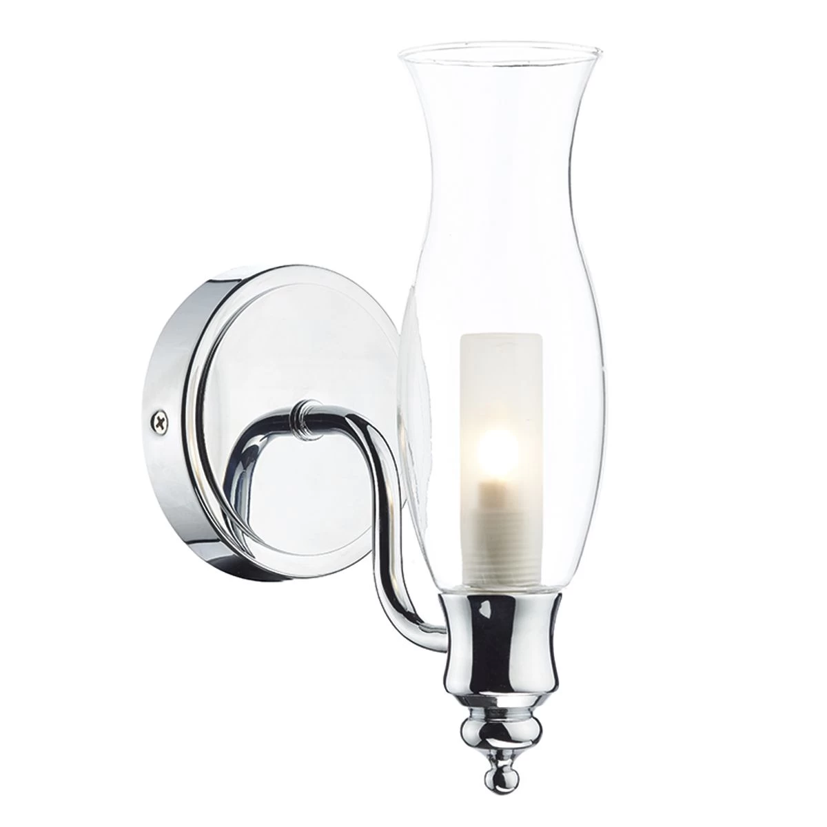 Vestry Bathroom Wall Light Polished Chrome Glass IP44 - Image 4