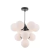Vine 10 Light Pendant Satin Black & Opal Glass