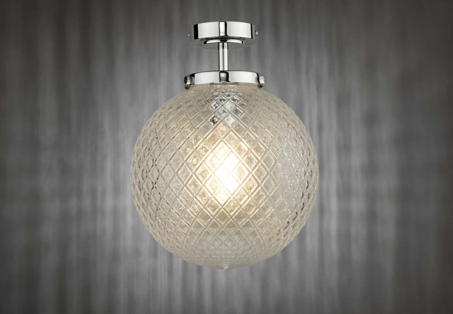 Wayne Bathroom Semi Flush Polished Chrome Glass IP44 - Image 4