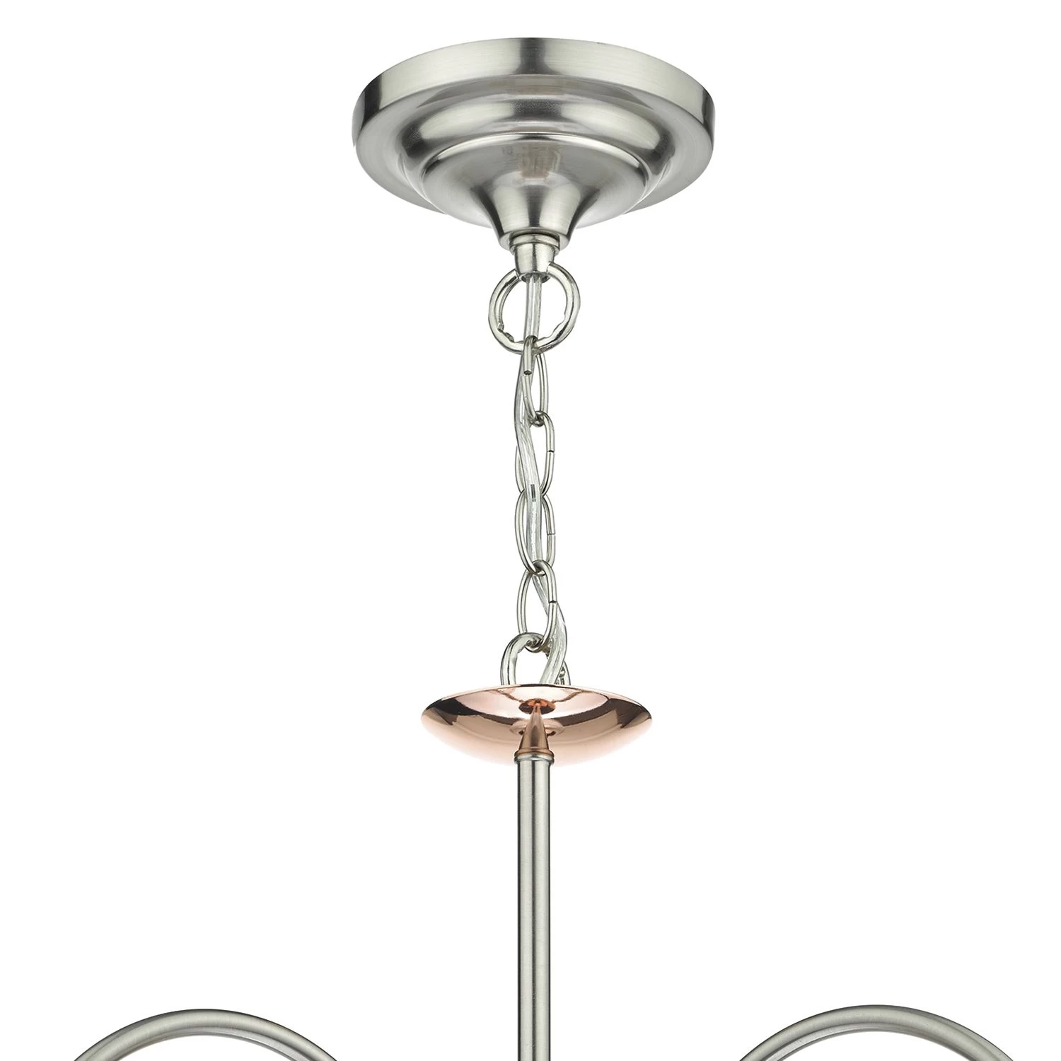 Wharfdale 3 Light Pendant Satin Chrome & Copper Textured Glass - Image 3