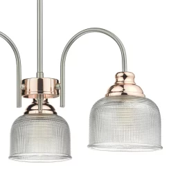 Wharfdale 3 Light Pendant Satin Chrome & Copper Textured Glass
