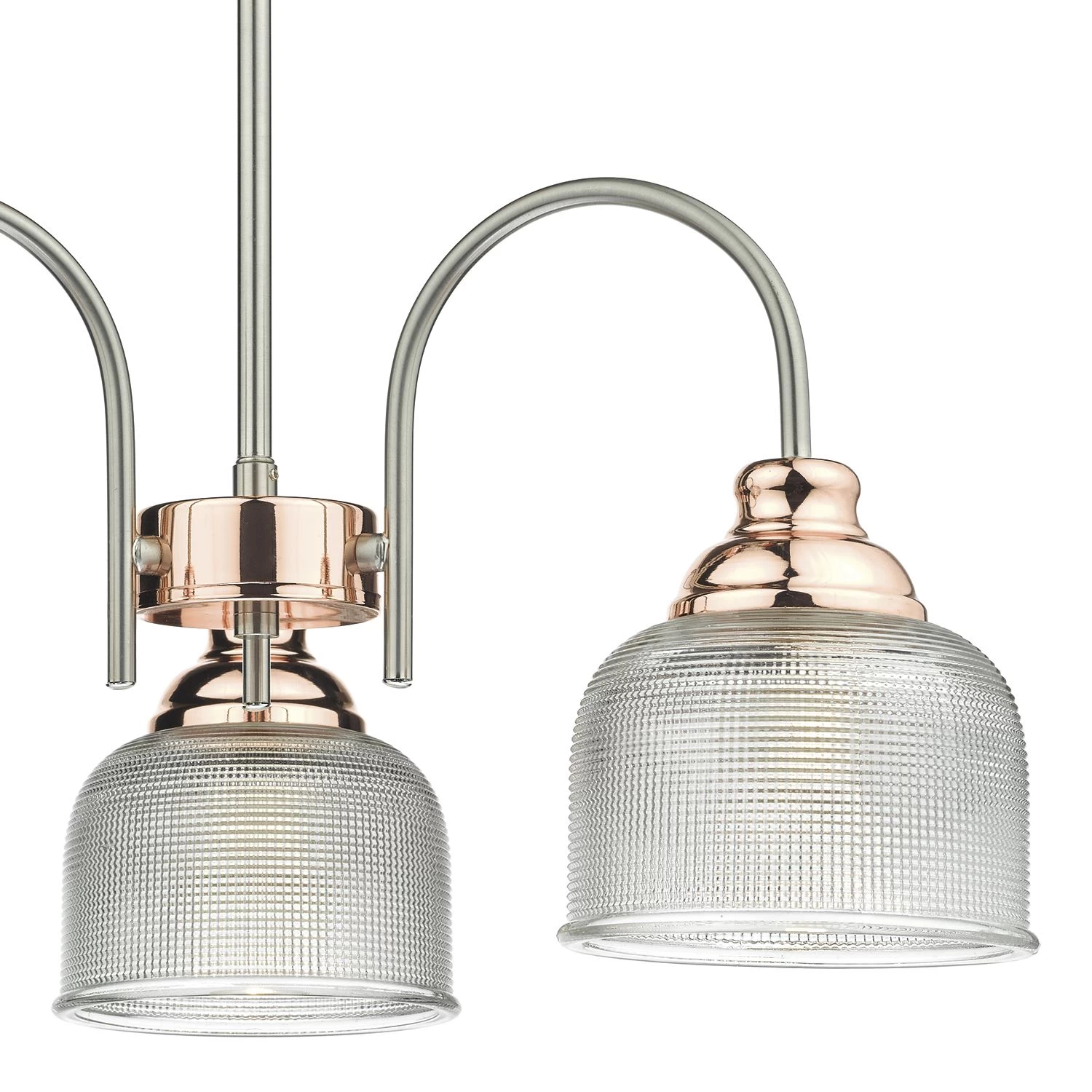 Wharfdale 3 Light Pendant Satin Chrome & Copper Textured Glass