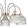 Wharfdale 5lt Pendant Satin Chrome Copper Detail Glass Shades