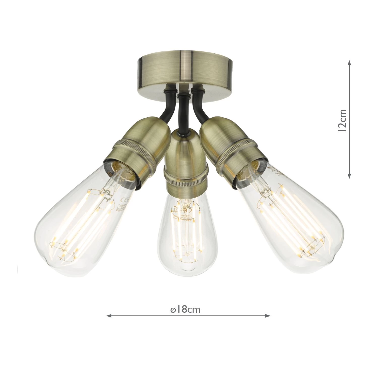 Yao 3 Light Flush Antique Brass - Image 3
