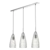 Zuka 3 Light Bar Pendant Polished Chrome & Textured Glass