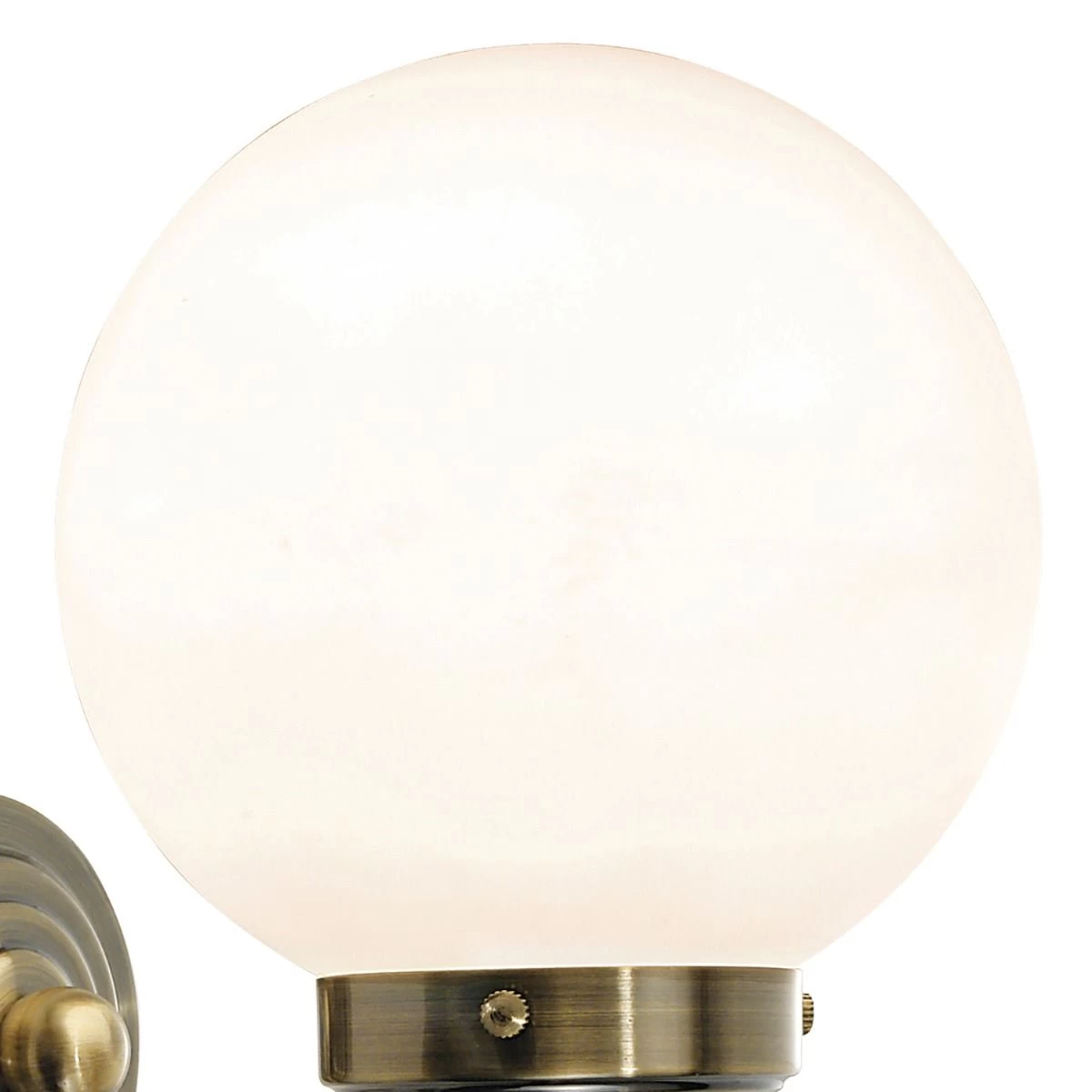 Barclay Bathroom Wall Light Antique Brass Opal Glass IP44 - Image 4