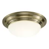 Barclay Large Bathroom Flush Antique Brass Opal Glass IP44