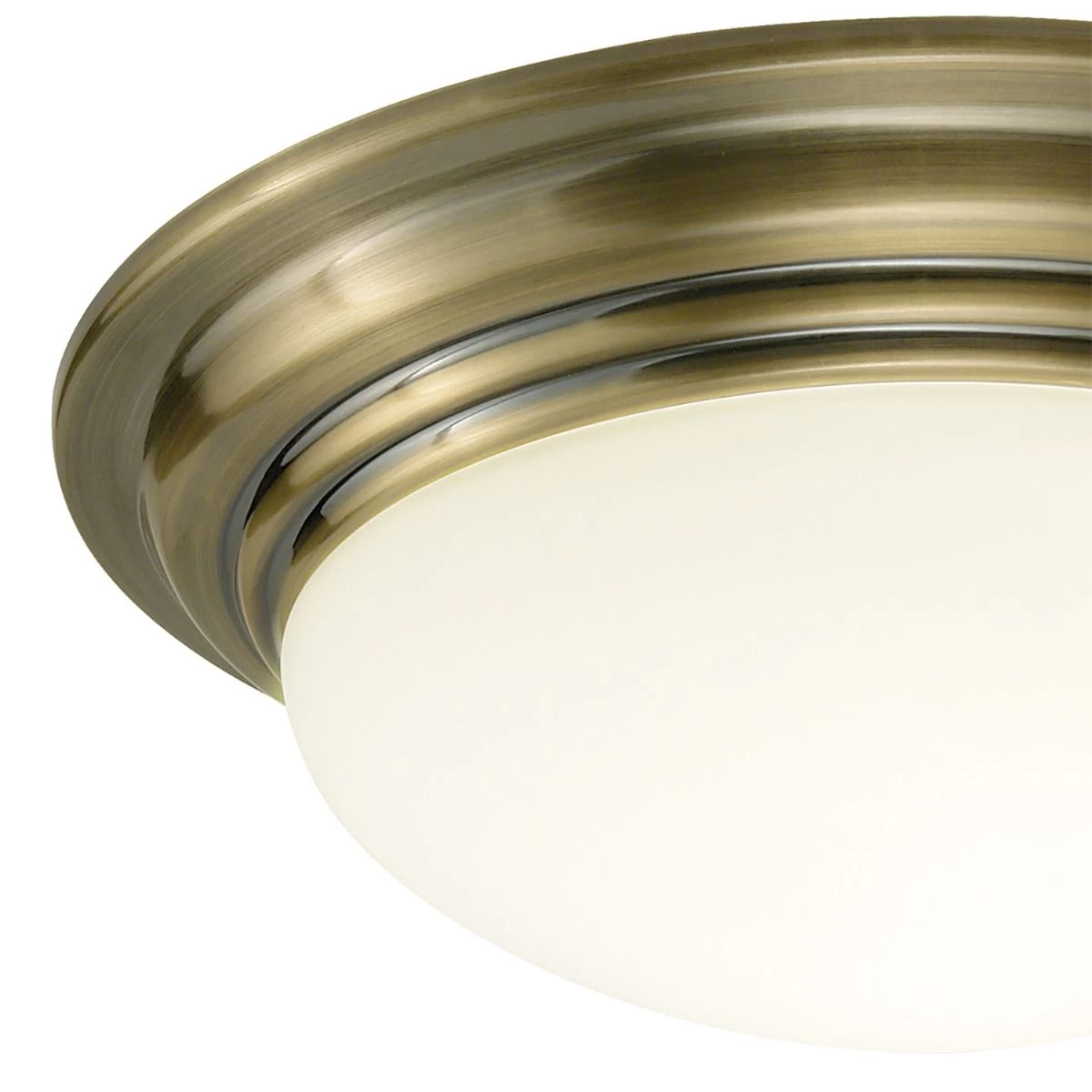 Barclay Large Bathroom Flush Antique Brass Opal Glass IP44 - Image 2