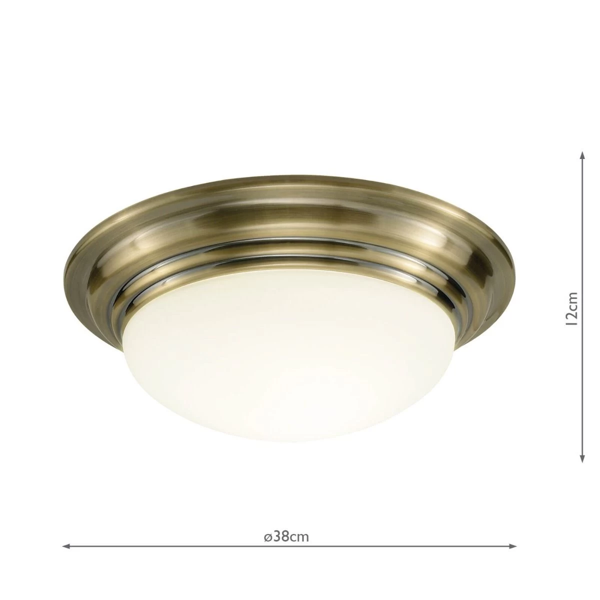 Barclay Large Bathroom Flush Antique Brass Opal Glass IP44 - Image 3