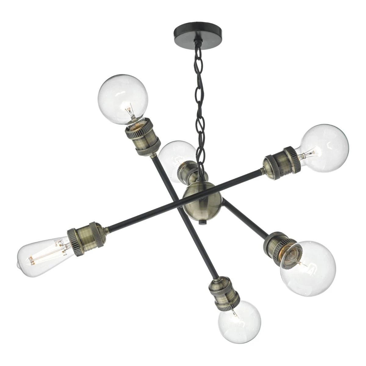 Brigade 6 Light Pendant Black & Antique Brass - Image 3