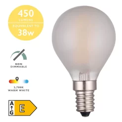 (Pack Of 5) LED Golf Ball Light Bulb (Lamp) SES/E14 4W 450LM