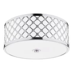 Civic Small 2 Light Flush Polished Chrome Frosted Glass