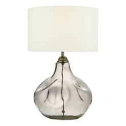 Esarosa Table Lamp Smoked Glass With White Linen Shade