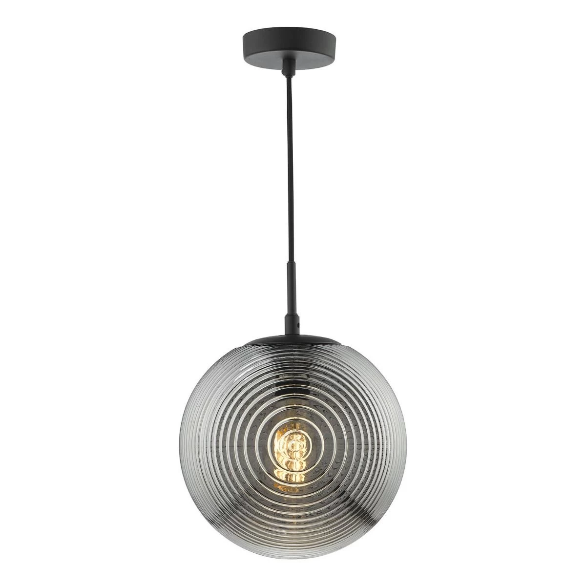 Evander Single Pendant Matt Black And Smoked Glass - Image 9