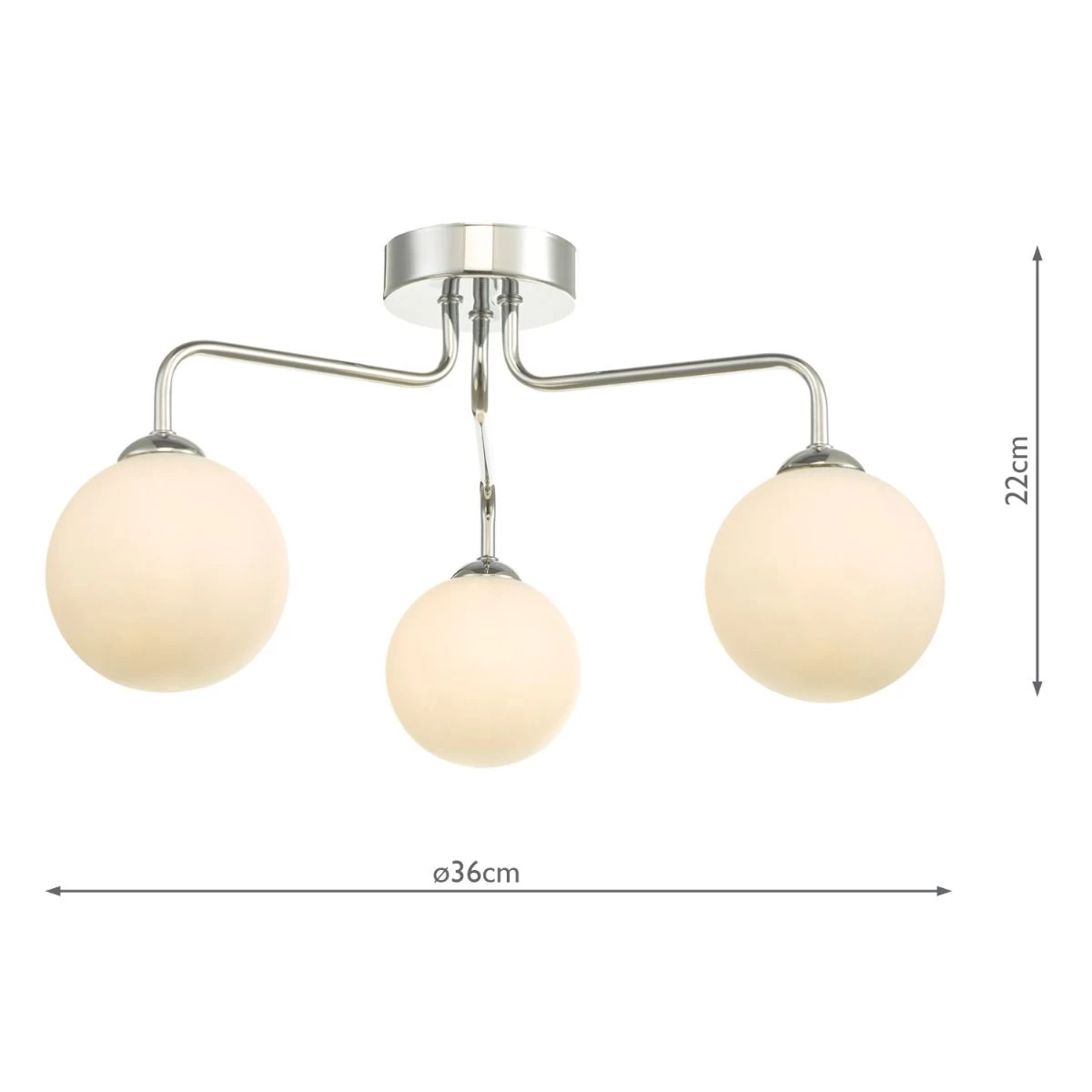 Feya 3 Light Semi Flush Polished Chrome Opal Glass - Image 6