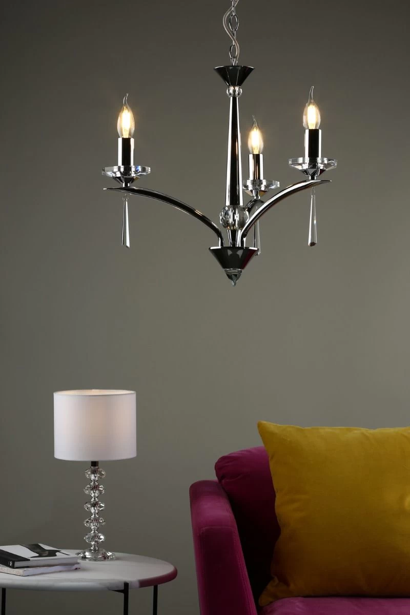 Hyperion 3 Light Dual Mount Pendant Polished Chrome Crystal - Image 5