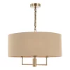 Jamelia 3 Light Shadelier Antique Brass Taupe Shade