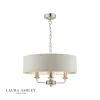 Laura Ashley Sorrento 3 Light Pendant Satin Nickel With Natural Shade