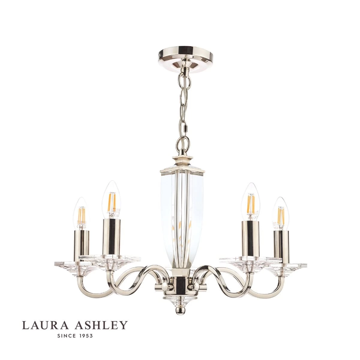Laura Ashley Carson 5lt Chandelier Cut Glass & Polished Nickel - Image 2