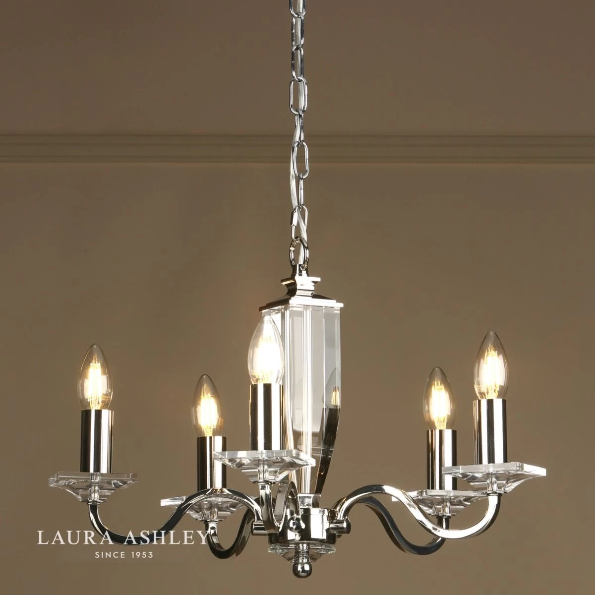 Laura Ashley Carson 5lt Chandelier Cut Glass & Polished Nickel - Image 4