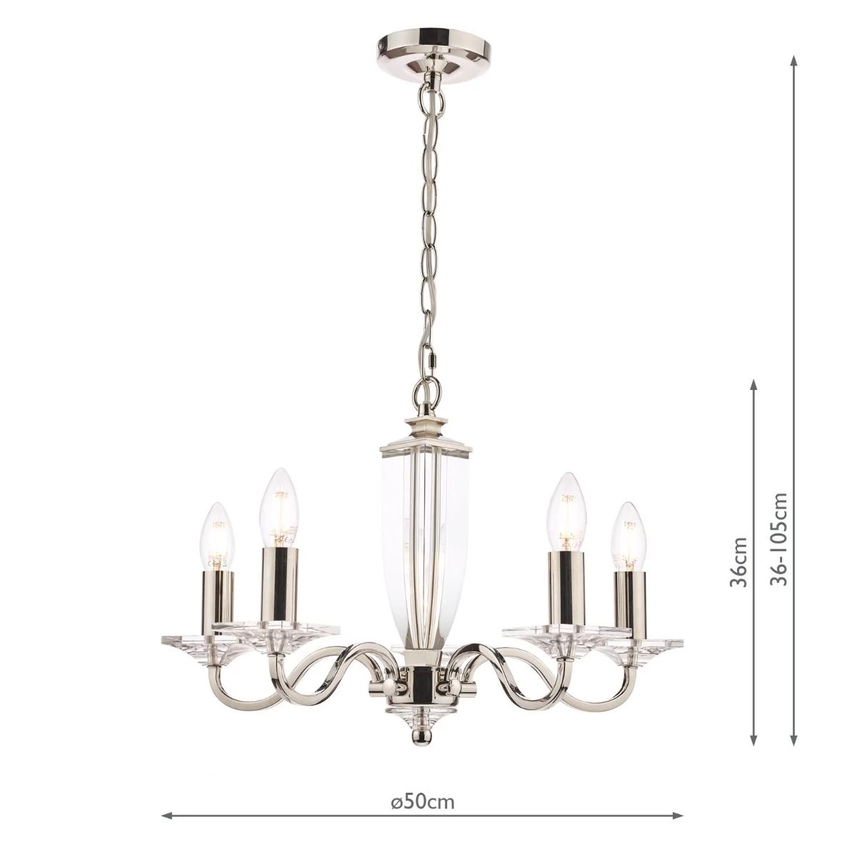 Laura Ashley Carson 5lt Chandelier Cut Glass & Polished Nickel - Image 6