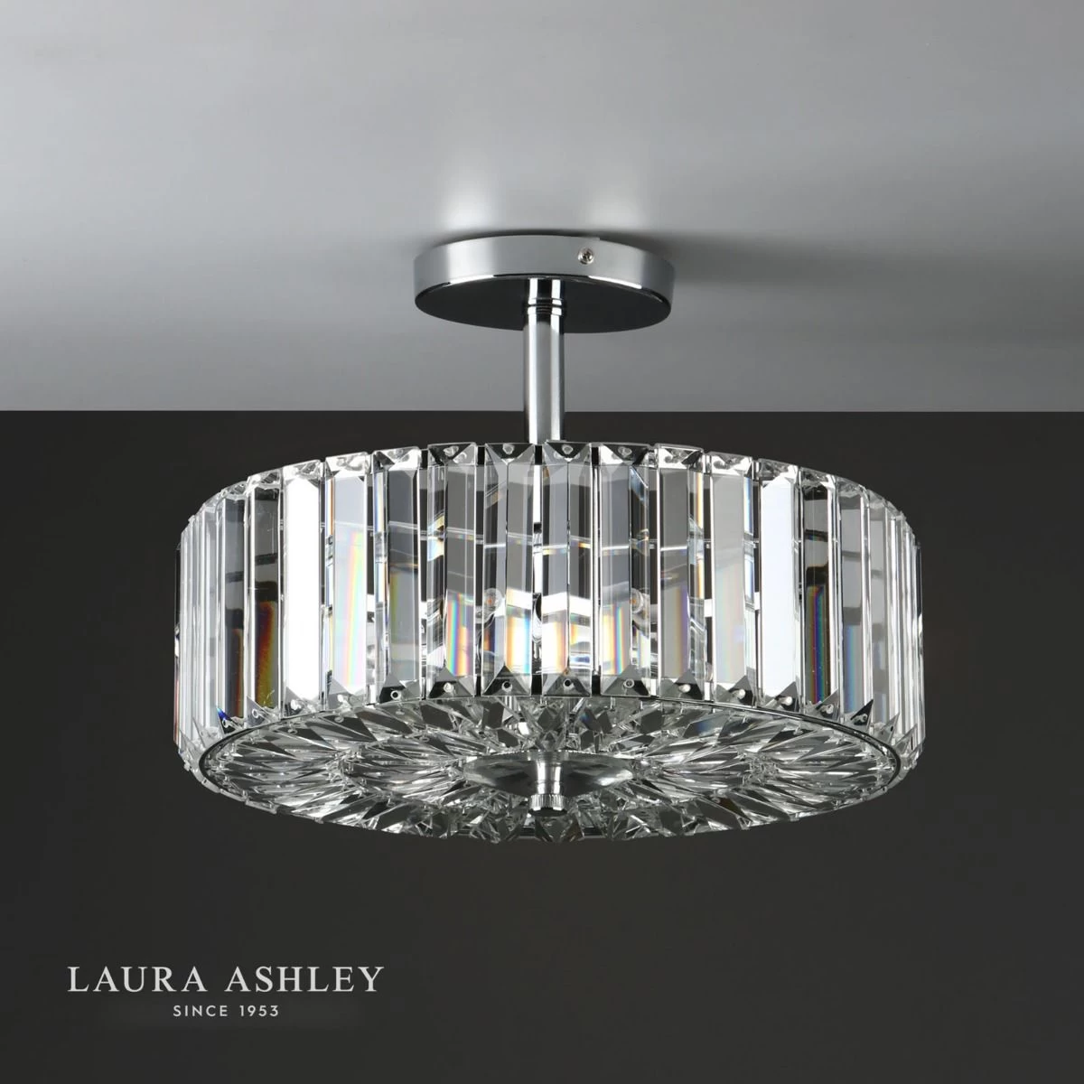 Laura Ashley Fernhurst 3lt Semi Flush Polished Chrome Glass - Image 5