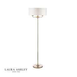 Laura Ashley Sorrento 3 Light Floor Lamp Antique Brass With Ivory Shade