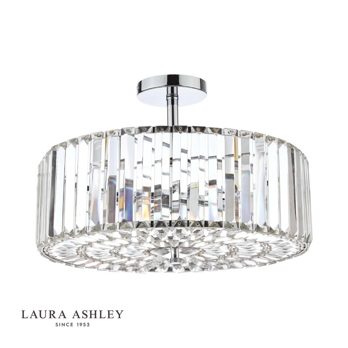 Laura Ashley Fernhurst 4lt Semi Flush Polished Chrome Glass - Image 2
