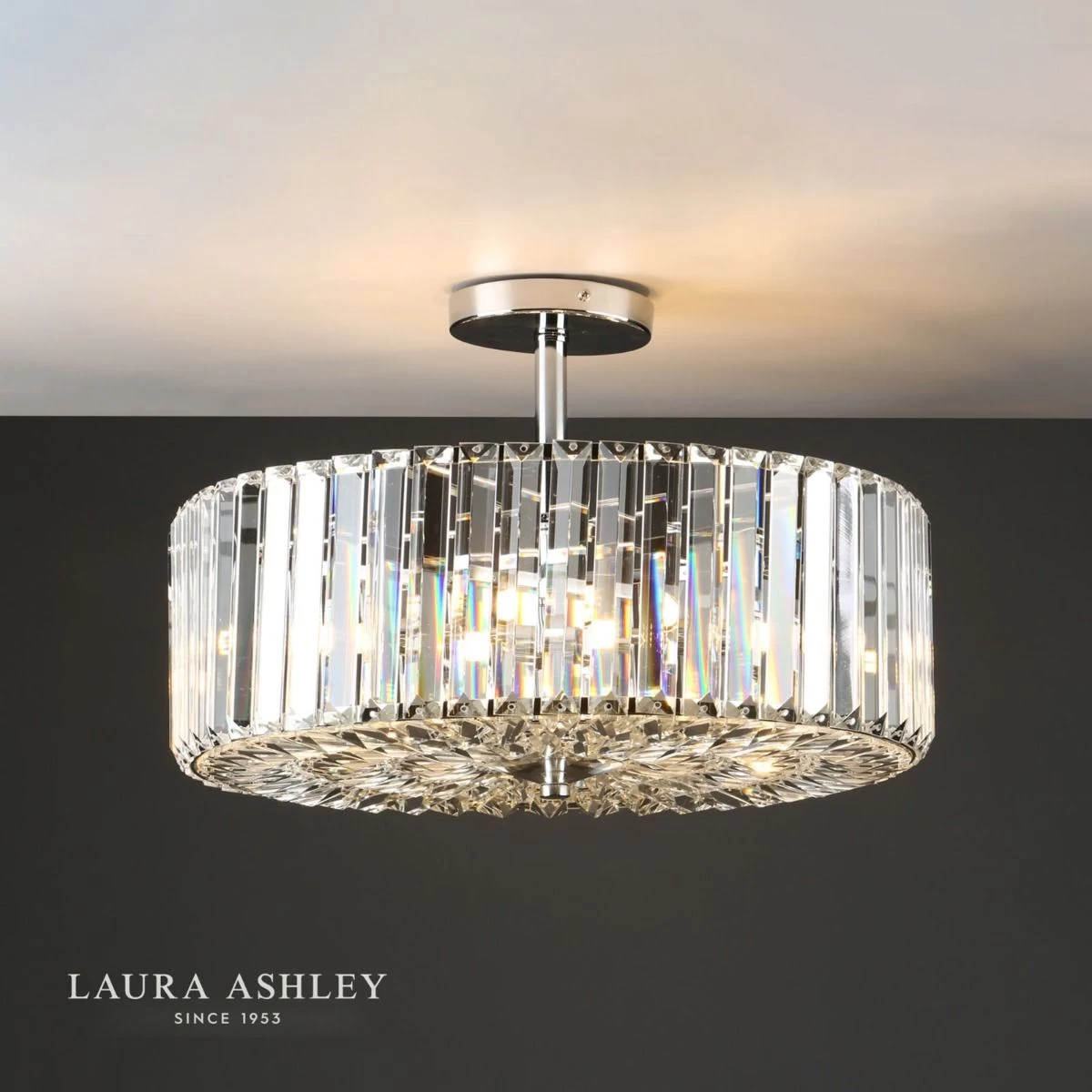 Laura Ashley Fernhurst 4lt Semi Flush Polished Chrome Glass - Image 3