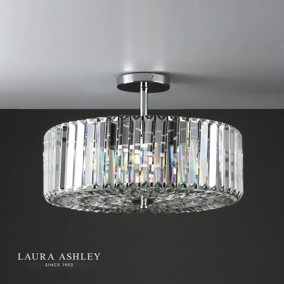 Laura Ashley Fernhurst 4lt Semi Flush Polished Chrome Glass - Image 4