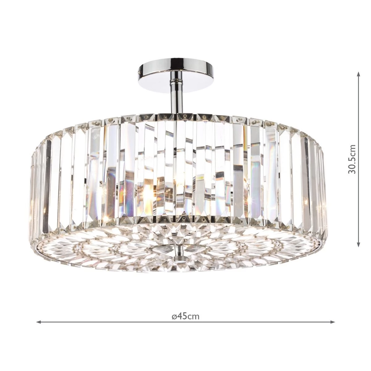 Laura Ashley Fernhurst 4lt Semi Flush Polished Chrome Glass - Image 5