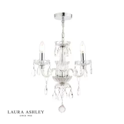 Laura Ashley Harriet 3 Light Crystal & Polished Chrome Chandelier