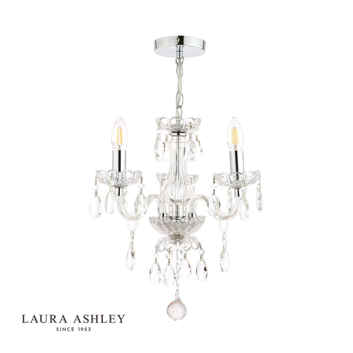 Laura Ashley Harriet 3 Light Crystal & Polished Chrome Chandelier - Image 2