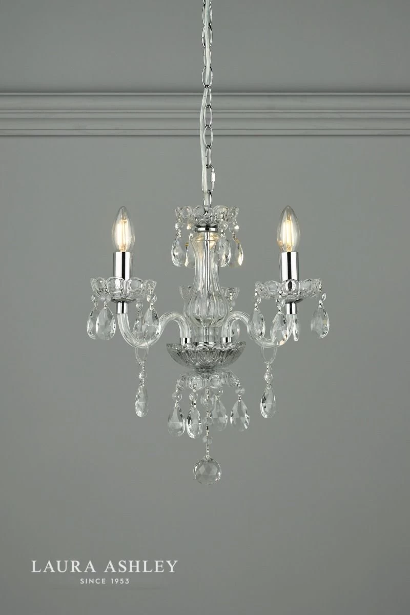 Laura Ashley Harriet 3 Light Crystal & Polished Chrome Chandelier - Image 4