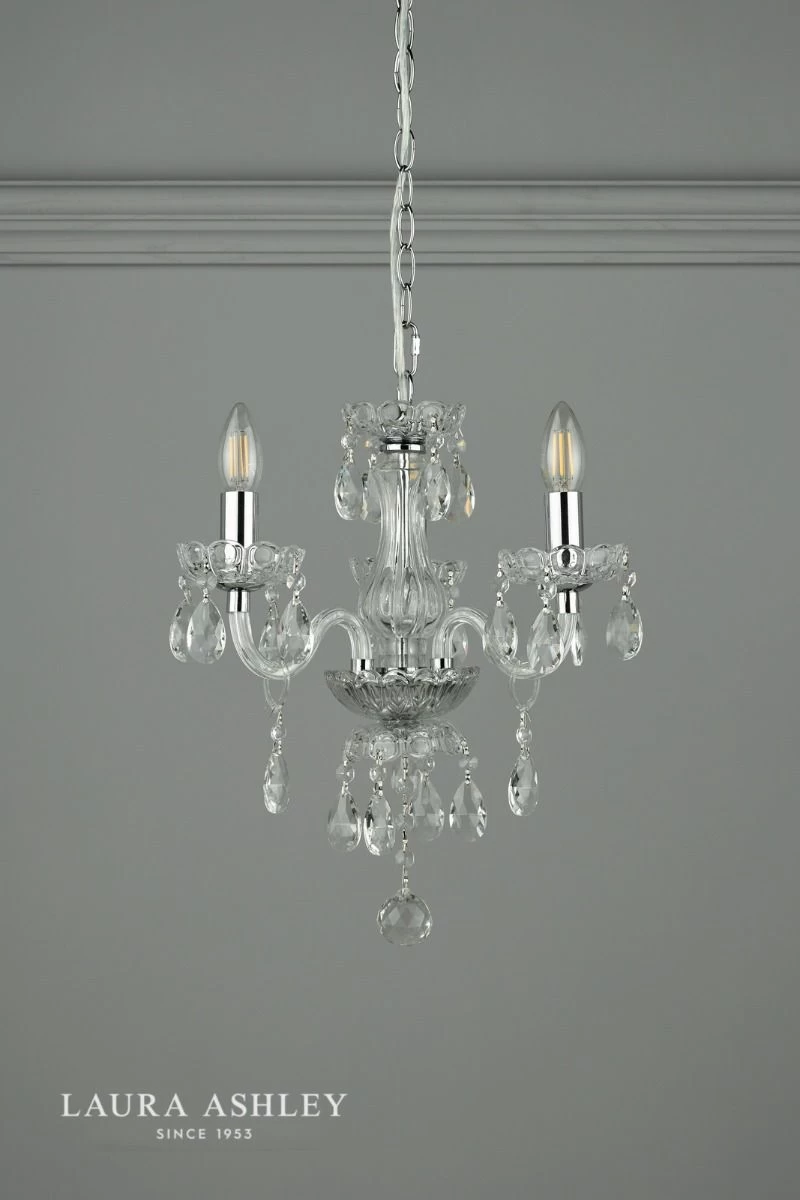 Laura Ashley Harriet 3 Light Crystal & Polished Chrome Chandelier - Image 5