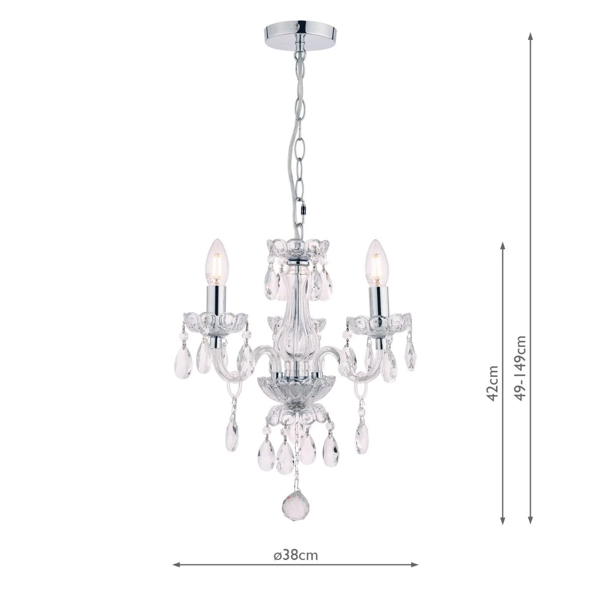 Laura Ashley Harriet 3 Light Crystal & Polished Chrome Chandelier - Image 6