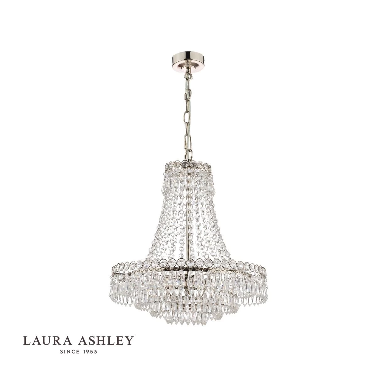 Laura Ashley Enid 5lt Chandelier Polished Nickel & Cut Glass - Image 2