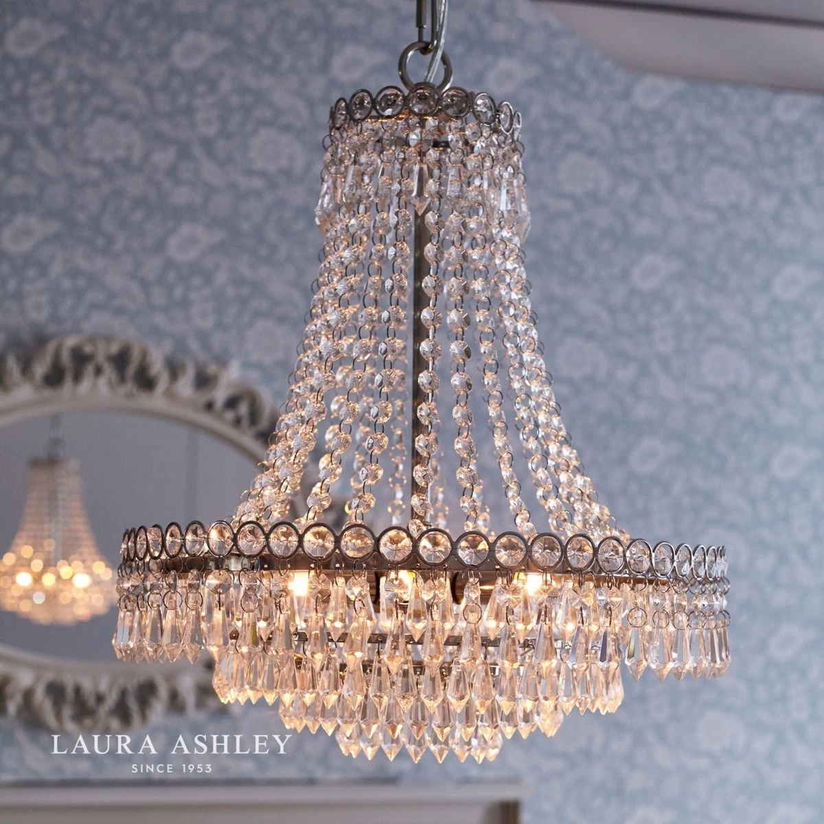 Laura Ashley Enid 5lt Chandelier Polished Nickel & Cut Glass - Image 4