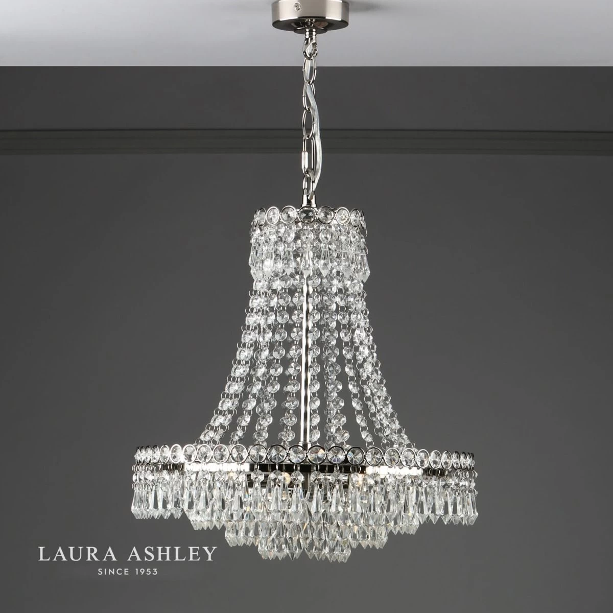 Laura Ashley Enid 5lt Chandelier Polished Nickel & Cut Glass - Image 5